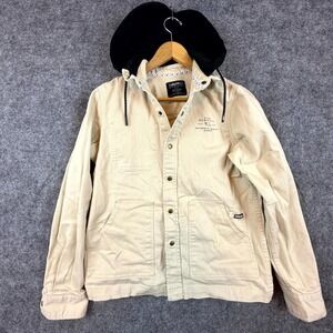 Tony Hawk Hybrid Hoodie Jacket Shacket Mens S Beige Denim Hooded Outdoor Grunge